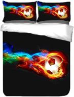 🔥 adasmile a & s sports black bedding sets fire soccer duvet cover sets for men and teens - full size, 3pcs soft brushed microfiber logo