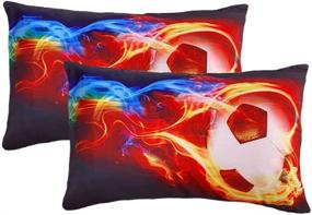 img 1 attached to 🔥 Набор постельного белья A & S Sports Black Bedding Sets Fire Soccer от ADASMILE для мужчин и подростков - Полный размер, 3 предмета, мягкая щетчатая микрофибра