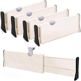 img 2 attached to 🗂️ Maximize Space and Organization with 4-Pack Adjustable Drawer Dividers - Perfect Good Grips Dresser Organizer for Bedroom, Bathroom, Closet, Baby Drawer, Desk, and Kitchen Storage