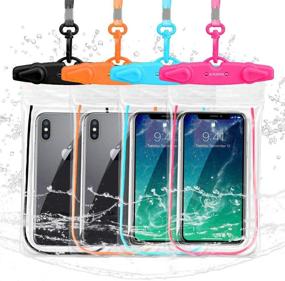 img 4 attached to 📱 4-Pack IPX8 Waterproof Phone Case Pouch with Lanyard, Compatible with iPhone 12/11 Pro Max/Pro/8 Plus, Galaxy S21/S20/S10/Note 20/10/9, OnePlus Phones up to 6.9" - GLBSUNION Universal Waterproof Phone Case