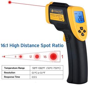 img 1 attached to 🌡️ Etekcity Non-Contact Digital Temperature Gun 800 - 16:1 DTS Ratio, -58℉ to 1382℉ (-50℃ to 750℃), Infrared Thermometer for Non-Human Use, Yellow and Black