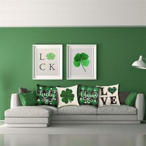 img 3 attached to 🍀 Vibrant St. Patrick's Day Pillow Covers 18x18 Set of 4 for Irish Home Decor – Shamrock-Themed Throw Pillows