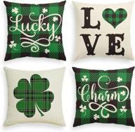 🍀 vibrant st. patrick's day pillow covers 18x18 set of 4 for irish home decor – shamrock-themed throw pillows логотип