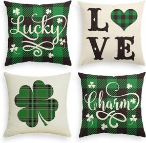 img 4 attached to 🍀 Vibrant St. Patrick's Day Pillow Covers 18x18 Set of 4 for Irish Home Decor – Shamrock-Themed Throw Pillows