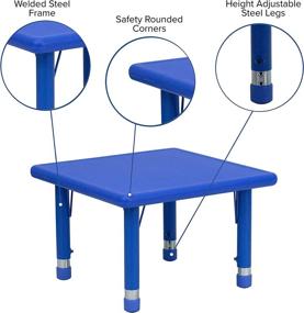 img 1 attached to 🟦 Height Adjustable 24'' Square Blue Plastic Activity Table by Flash Furniture