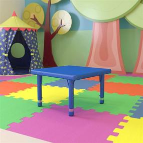 img 4 attached to 🟦 Height Adjustable 24'' Square Blue Plastic Activity Table by Flash Furniture