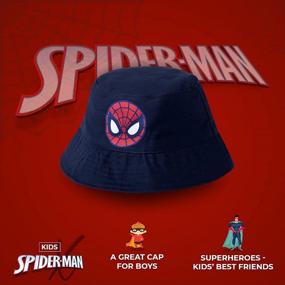 img 2 attached to 🧢 Marvel Spider-Man Avengers Hulk Ironman Thor Captain America, Reversible Bucket Hat for Boys Ages 2-5, Navy: Perfect Superhero Headgear