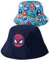 🧢 marvel spider-man avengers hulk ironman thor captain america, reversible bucket hat for boys ages 2-5, navy: perfect superhero headgear logo