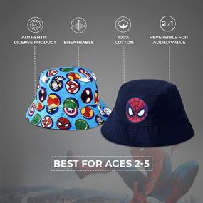 img 1 attached to 🧢 Marvel Spider-Man Avengers Hulk Ironman Thor Captain America, Reversible Bucket Hat for Boys Ages 2-5, Navy: Perfect Superhero Headgear