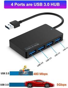 img 1 attached to 🔌 BLACK SANPTENT 4-Port USB Hub 3.0: Ultra Slim Fast Data Portable Splitter Adapter for PS4, MacBook, Mac Mini, Mac Pro, Microsoft Surface, Ultrabooks, PC, Laptop, Flash Drives, Mobile HDD, and More