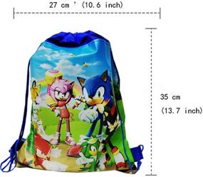 img 1 attached to 🎉 Fun and Functional: 12 Pack Blue Sonic Drawstring Bags, Perfect for Birthday Goodie Bags and Party Favors!