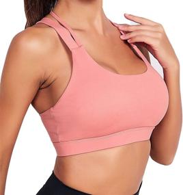 img 3 attached to 🏃 RUNNING GIRL Criss-Cross Back Padded Strappy Sports Bra: Medium Support for Women, Ideal Yoga Bra with Removable Cups