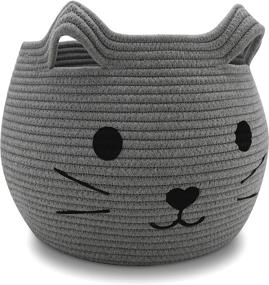 img 4 attached to 🐱 Multi-Purpose W Design Cat Toy Basket and Baby Laundry Bag - Large 17D x 12H