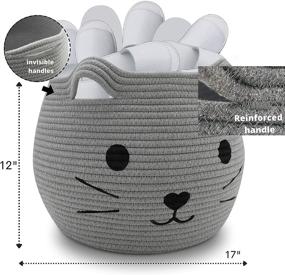 img 3 attached to 🐱 Multi-Purpose W Design Cat Toy Basket and Baby Laundry Bag - Large 17D x 12H