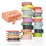 🎁 washi tape set gift box: 30 rolls of 15mm, 10mm and 3mm arts and crafts tape - decorative masking craft cute tape combo, perfect for scrapbooking, bullet journaling, diy and planners! logo