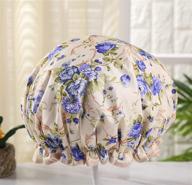 🌸 reusable elastic shower cap, waterproof hair bath cap with printed protection (purple rose - 08) logo