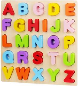 img 4 attached to Wood City Toddlers1 Educational 🔤 Alphabet: Boost Early Learning with Wood
