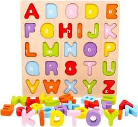 img 1 attached to Wood City Toddlers1 Educational 🔤 Alphabet: Boost Early Learning with Wood