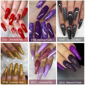 img 3 attached to 💅 Vrenmol 6 цветов глиттера Poly Nail Gel: Кристалл Черный, Красный, Пурпурный глиттер Комплект строительства ногтей - трубки для наращивания ногтей, идеально подходит для новичков и домашних мастеров маникюра.