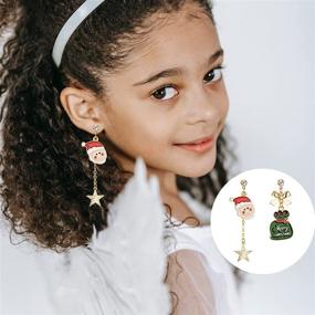 img 2 attached to 🎄 Cute and Funny Christmas Earrings for Women and Girls - Bow, Tree, Santa - Perfect Holiday Gifts