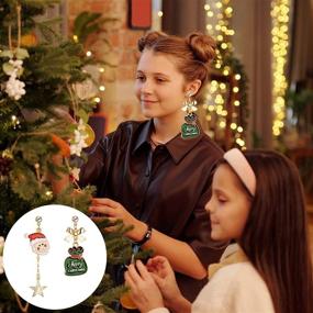 img 1 attached to 🎄 Cute and Funny Christmas Earrings for Women and Girls - Bow, Tree, Santa - Perfect Holiday Gifts