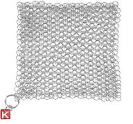 knapp made cm scrubber 6x6 small ring chainmail scrubber for cast iron, stainless steel, and hard anodized cookware - premium cast iron cleaner for effective cleaning logo
