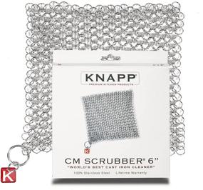 img 2 attached to Knapp Made CM Scrubber 6x6 Small Ring Chainmail Scrubber for Cast Iron, Stainless Steel, and Hard Anodized Cookware - Premium Cast Iron Cleaner for Effective Cleaning
