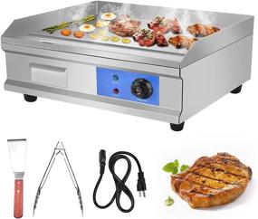 img 4 attached to 🍳 Commercial Restaurant Teppanyaki Grill Stainless Steel Tabletop Flat Top Grill Machine with Adjustable Thermostatic Control, 110V, Non-Stick Electric Countertop Flat Top Griddle Grill, 3000W, 21.6-inch