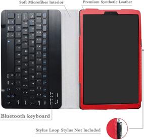 img 1 attached to Premium Red PU Leather Keyboard Case for Galaxy Tab A 10.1 2019 - Slim Stand Design, Romovable Wireless Keyboard - SM-T510 / SM-T515 Compatible