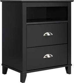 img 3 attached to 🌃 Prepac Yaletown 2-Drawer Tall Nightstand in Black Finish