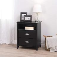 🌃 prepac yaletown 2-drawer tall nightstand in black finish логотип