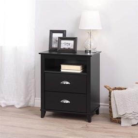 img 4 attached to 🌃 Prepac Yaletown 2-Drawer Tall Nightstand in Black Finish