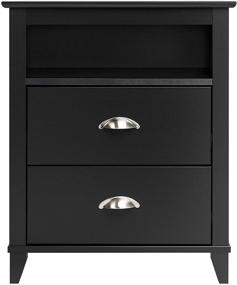 img 2 attached to 🌃 Prepac Yaletown 2-Drawer Tall Nightstand in Black Finish