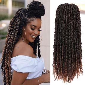 img 3 attached to 🌸 20 дюймовых предварительно завитых прядей Passion Twist Crochet волосы 8 пакетов - Завитые пружинки Pretwisted для чернокожих женщин - T30# - Косички-крючком для детей