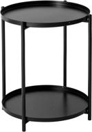 🪑 jellymoni 2-tier metal round end table with removable tray, waterproof sofa side table small coffee table for living room bedroom balcony office and outdoor use (black) logo