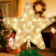 derayee lighted christmas star tree topper with lights - xmas tree decoration battery operated 9 inch logo