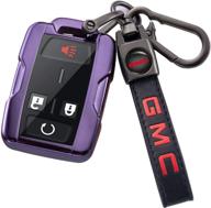 key fob cover case for 2014-2018 gmc sierra 2015-2018 canyon key cover smart remote 3/4/5/6 button control protector 3/4/5/6 button （purple） logo