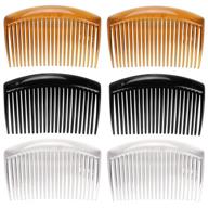 📿 set of 6 plastic french twist hair combs with 23 teeth - fine hair clips for women, decorative accessories logo