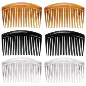 img 4 attached to 📿 Set of 6 Plastic French Twist Hair Combs with 23 Teeth - Fine Hair Clips for Women, Decorative Accessories