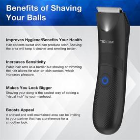 img 3 attached to 🪒 Men's Electric Body Trimmer and Shaver for Groin & Ball with Light – VIKICON Grooming Device, Waterproof Wet/Dry Pubic Hair Trimmer with Replaceable Ceramic Blade. Lightweight Male Razor with USB Type-C Charging.