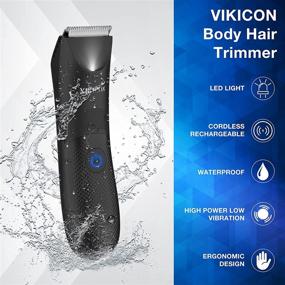 img 1 attached to 🪒 Men's Electric Body Trimmer and Shaver for Groin & Ball with Light – VIKICON Grooming Device, Waterproof Wet/Dry Pubic Hair Trimmer with Replaceable Ceramic Blade. Lightweight Male Razor with USB Type-C Charging.