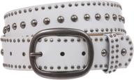 🔗 studded leather belt with metal circle buckle - women's oval design logo