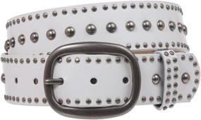 img 2 attached to 🔗 Studded Leather Belt with Metal Circle Buckle - Women's Oval Design