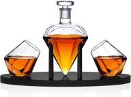 dragon glassware diamond whiskey decanter set: premium barware for wine, bourbon, liquor & whiskey | 2 diamond glasses and stand included | great christmas gift idea | 25-ounce capacity logo