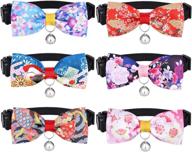 🐱 freewindo 6pcs breakaway cat collar with bow tie and bell: adjustable collar for cats & puppies with bonus dog bow ties логотип