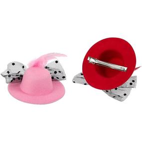 img 2 attached to 🎩 Mini Decorative Tea Party Hats for Girls and Women, Fancy Hair Clips (4 inch, Pack of 6)