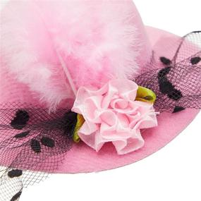 img 1 attached to 🎩 Mini Decorative Tea Party Hats for Girls and Women, Fancy Hair Clips (4 inch, Pack of 6)