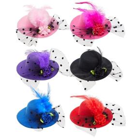 img 4 attached to 🎩 Mini Decorative Tea Party Hats for Girls and Women, Fancy Hair Clips (4 inch, Pack of 6)