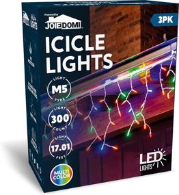 img 3 attached to Joiedomi 300 (3×100) LED Christmas Icicle Lights For Indoor &Amp