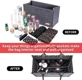 img 2 attached to 👜 Doxo Purse Organizer: Grey XL Size with Zipper Handbag Insert and Cover for Doir Book Tote Bag - Perfect Women's Handbag Organizer